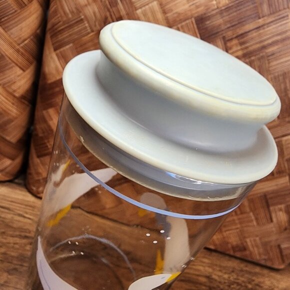 Vintage Glass Jar Storage Canister Blue Ribbon Geese White Country Goose Lid‎ - Picture 3 of 11